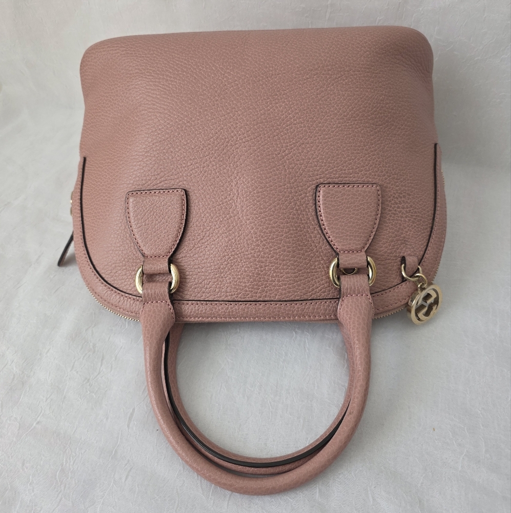 Auth Gucci GG Dollar Dome Calfskin Satchel Handbag - Picture 8 of 11